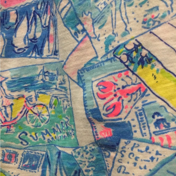 Lilly Pulitzer Cotton Tee Shirt size S Summer Vibes Wish you were Here - Picture 3 of 6